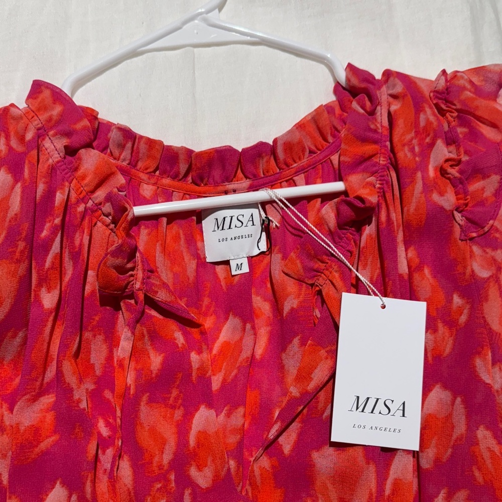 Misa Los Angeles Vibrant Pink and Red Dress